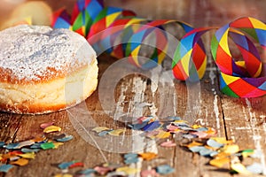 Donut with colorful carnival decoration