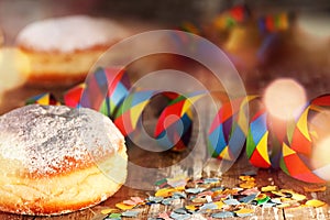 Donut with colorful carnival decoration