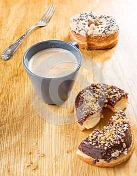 Donut cronut on a wodden table