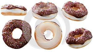 Donut from different angles isolated on white background high quality details - 3D rendering