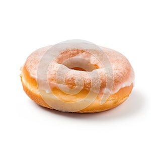 Donut or doughnut on white background. A tasty ring donut isolated on white.