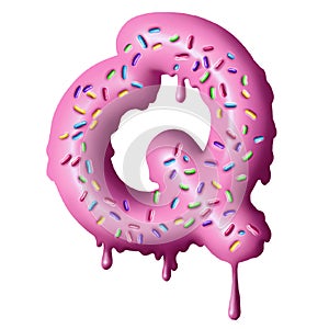 Donut font, tasty alphabets. Isolated objects on a white background