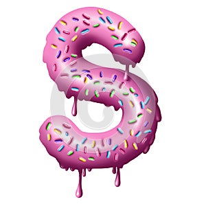 Donut font, tasty alphabets. Isolated objects on a white background