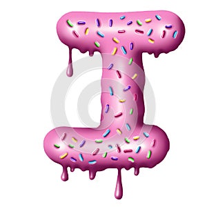 Donut font, tasty alphabets. Isolated objects on a white background