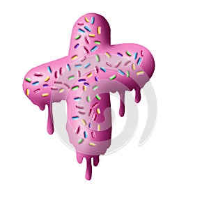 Donut font, tasty alphabets. Isolated objects on a white background