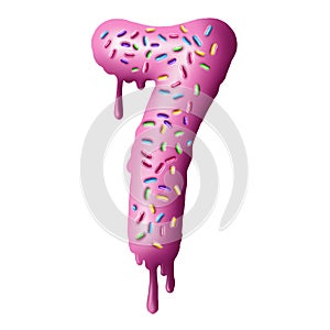 Donut font, tasty digits alphabets. Isolated objects on a white background