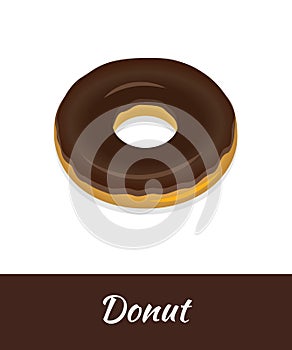Donut food isolated on white background. Fresh chocolate doughnut