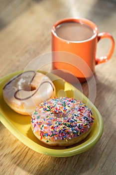 Donut and hot chocolate