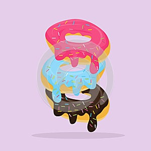 Donut Icon Illustration, Isolated Vector, Cartoon Style Food Concept, Design Suitable For Web Landing Page, Banner, Sticker,