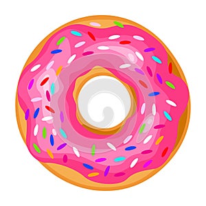 Donut icon, round sweet colorful pastry doughnut