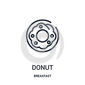 donut icon vector from breakfast collection. Thin line donut outline icon vector illustration