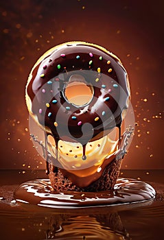 donut with liquid choco splash