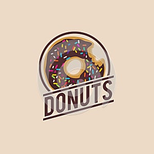 Donut logo vector illustration. Vintage style badges and labels design concept for your restaurant business. Two tone logo