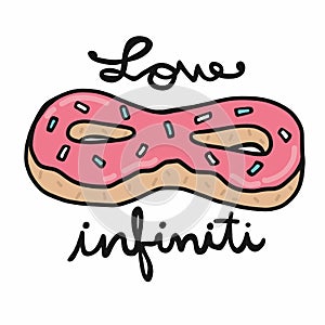 Donut love Infiniti cartoon  illustration