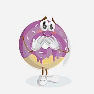 Donut mascot and background ashamed pose