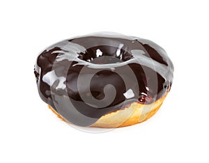 Donut with mirror chocolate icing isolated on white