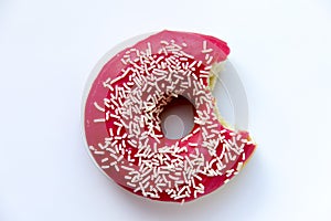 Donut with a mouth bite. Eaten