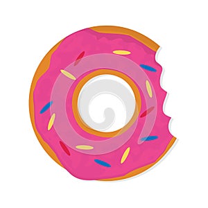 Donut with a mouth bite isolated on white background. vector illustration in flat style