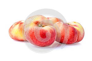 Donut peaches on white background