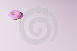 Donut with pink glaze. 3D render of sweet pastries.