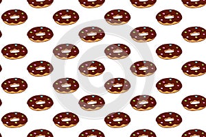Donut Seamless Pattern. Sweet Chocolate Doughnut Background. Cute Colorful Vector Doodle Wallpaper