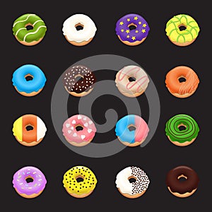 Donut set. Donuts icons