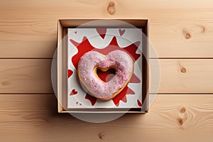 Donut in the shape of a heart. Valentine's Day Gift Concept.