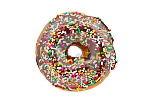 Donut with Sprinkles Isolated on White Background