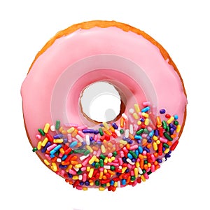 Donut with sprinkles isolated on white