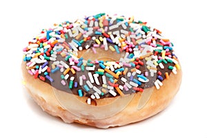 Donut with sprinkles isolated on white background