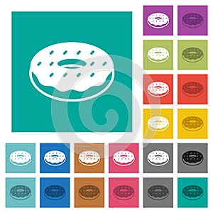 Donut square flat multi colored icons
