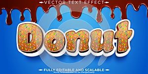 Donut sweet text effect editable dessert and cake text style