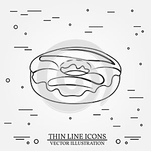 Donut thin line icon. Donut isolated. Vector dark grey. Vector