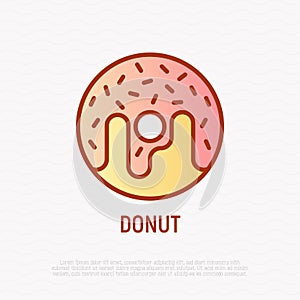 Donut thin line icon. Modern vector illustration