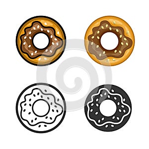 Donut vector colored icon set