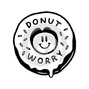 DONUT WORRY ICON LOGO BLACK WHITE