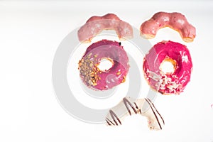 Donuts bad mood face white background ground