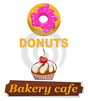 Donuts Bakery Cafe Banners Meal Snacks Dessert