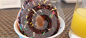 donuts with chocolate meses topping photo