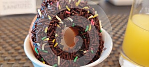 donuts with chocolate meses topping