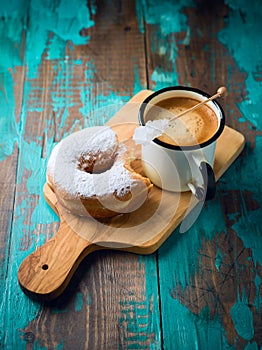 Donuts and coffee cup