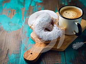 Donuts and coffee cup