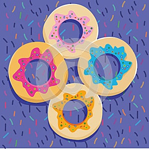 Donuts on the colorful backgound