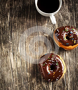 Donuts and cup of coffee