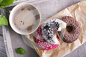 Donuts and cup of coffee