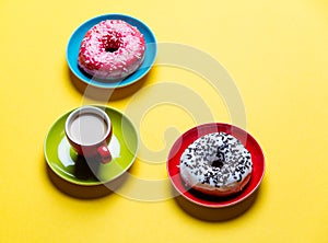 Donuts and cup of coffee