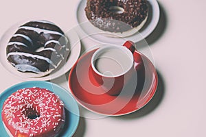 Donuts and cup of coffee