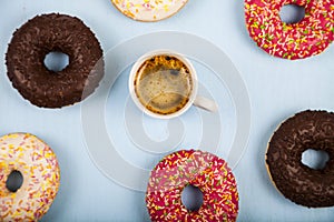 Donuts and a cup of coffee c