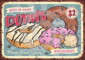 Donuts food vintage poster colorful