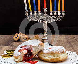 Donuts and a menorah for Hanukkah